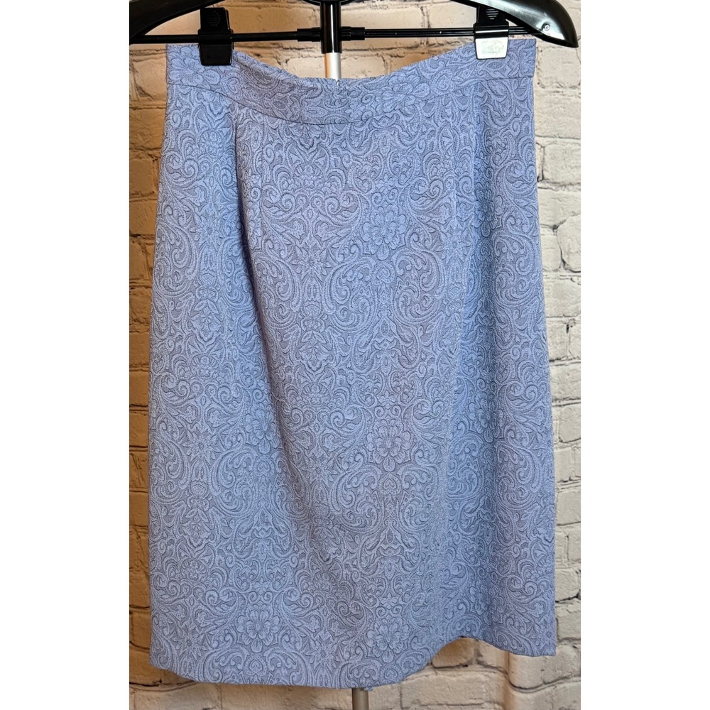 Positive Attitude Womens 3 Piece Skirt Suit Set Periwinkle Paisley Jacquard 14 - Picture 6 of 12